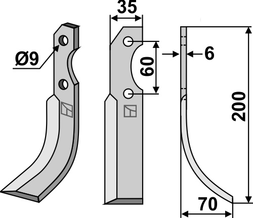 Fräsmesser 200x35mm, rechts, passend für Brumital-Agris
