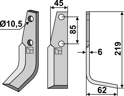 Fräsmesser 219x45mm, rechts, passend für M.A.B.Bocchini