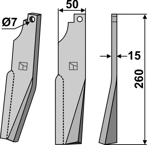 Rotorzinken 260x50mm, rechts, passend für Kuhn