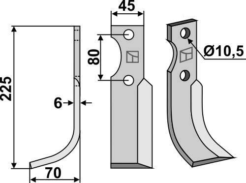 Fräsmesser 225x45mm, links, passend für CelliFM-Matras und FM-Matras