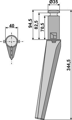 Kreiseleggenzinken 344,5 mm, passend für Krone