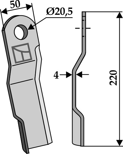 Messer 220x50 mm, links, passend für Staiger