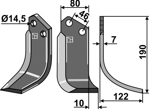 Fräsmesser 190x80mm, rechts, passend für Forigo-Roteritalia