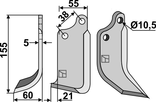 Fräsmesser 155x55mm, links, passend für Agria