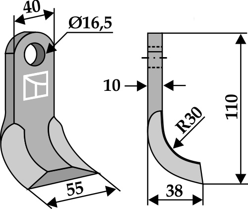 Y-Messer 110x40 mm, passend für Dragone