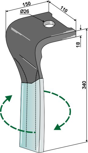 Kreiseleggenzinken (DURAFACE), rechts 340 x 18 mm, passend für Landsberg und Pöttinger