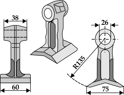 Hammerschlegel 60x38 mm, passend für Twose, Bomford und mehr
