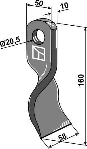 Gedrehtes Messer 160x50 mm, passend für Bruni