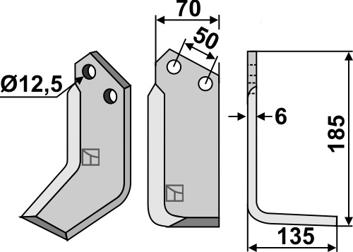 Fräsmesser 185x70mm, rechts, passend für Celli