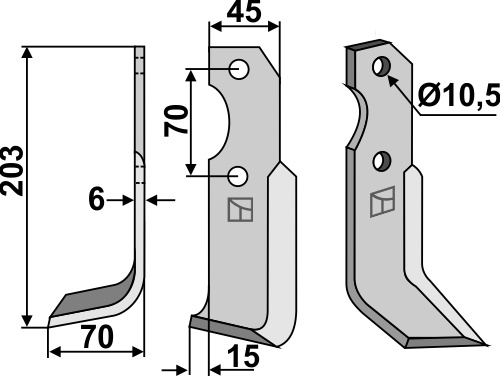 Fräsmesser 203x45mm, links, passend für Brumital-Agris