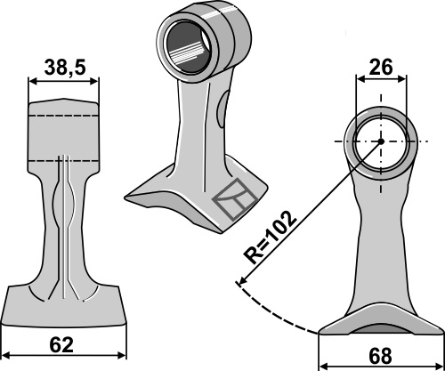 Hammerschlegel 62x38,5 mm, passend für Bomford