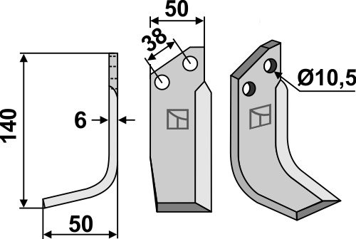 Fräsmesser 140x50mm, links, passend für Pegoraro