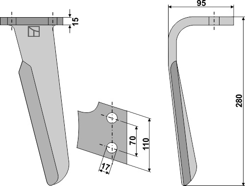 Kreiseleggenzinken links 280 mm x 110 mm, passend für Falc