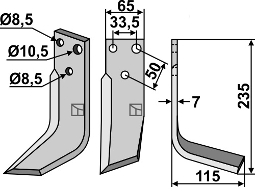 Fräsmesser 235x65mm, rechts, passend für Fahr
