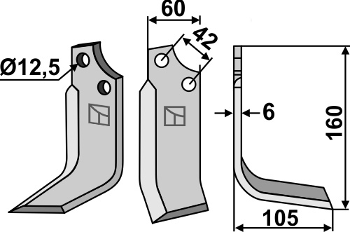 Fräsmesser 160x60mm, rechts, passend für Sicma(Miglianico)