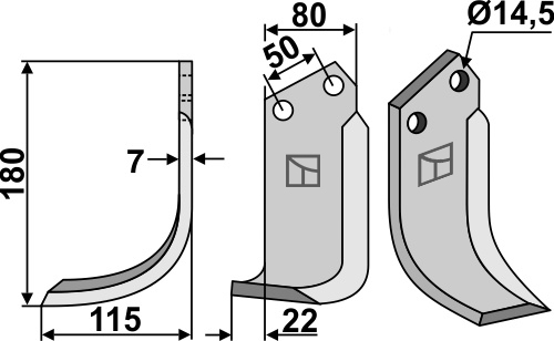 Fräsmesser 180x80mm, links, passend für Meritano