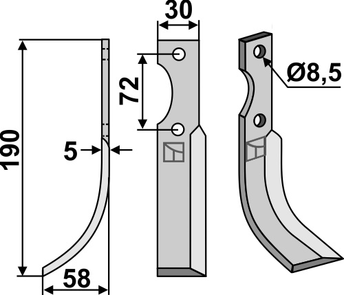 Fräsmesser 190x30mm, links, passend für NibbiDecimo