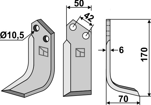 Fräsmesser 170x50mm, rechts, passend für NibbiBruno