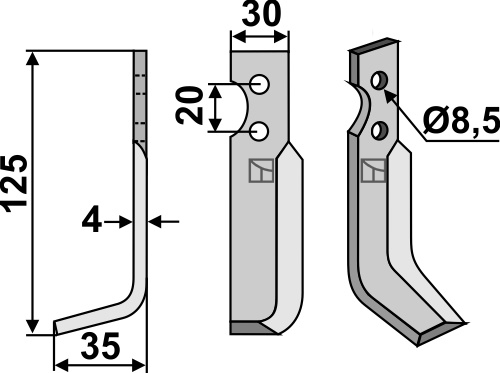 Fräsmesser 125x30mm, links, passend für Bungartz
