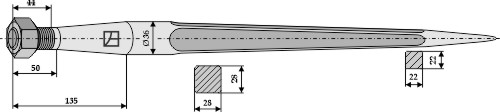 Zinken für Frontlader 680 mm, passend für Baas-Trima und Alö