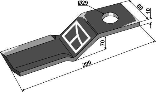 Messer 290x80 mm, rechts, passend für Seppi
