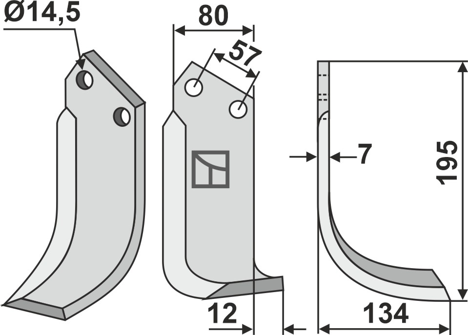 Fräsmesser 195x80mm, rechts, passend für Breviglieri/Breviagri, Celli und mehr