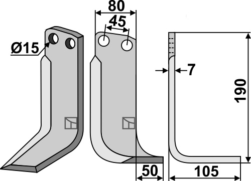 Fräsmesser 190x80mm, rechts, passend für Eberhardt