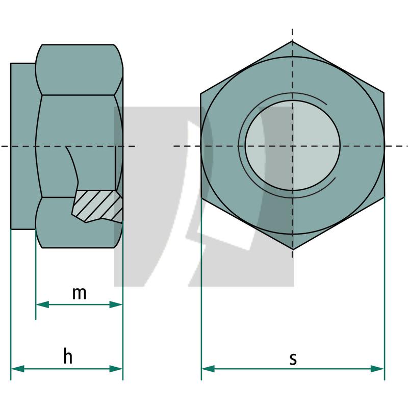 Sechskantmutter mit Klemmteil M4x0,7