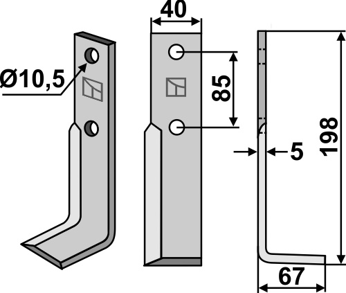 Fräsmesser 198x40mm, rechts, passend für M.A.B.Bocchini