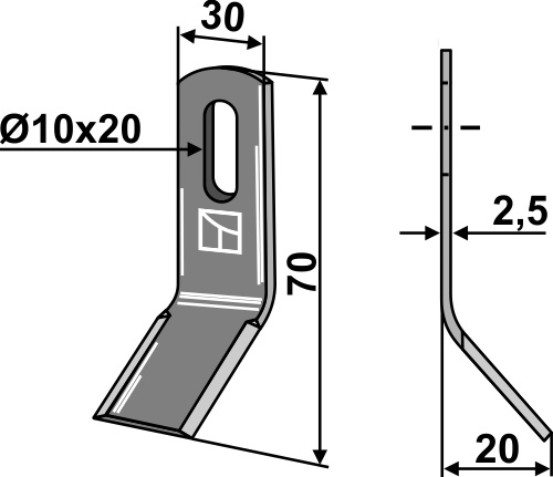 Y-Messer 70x30 mm, passend für Agria und Lipco