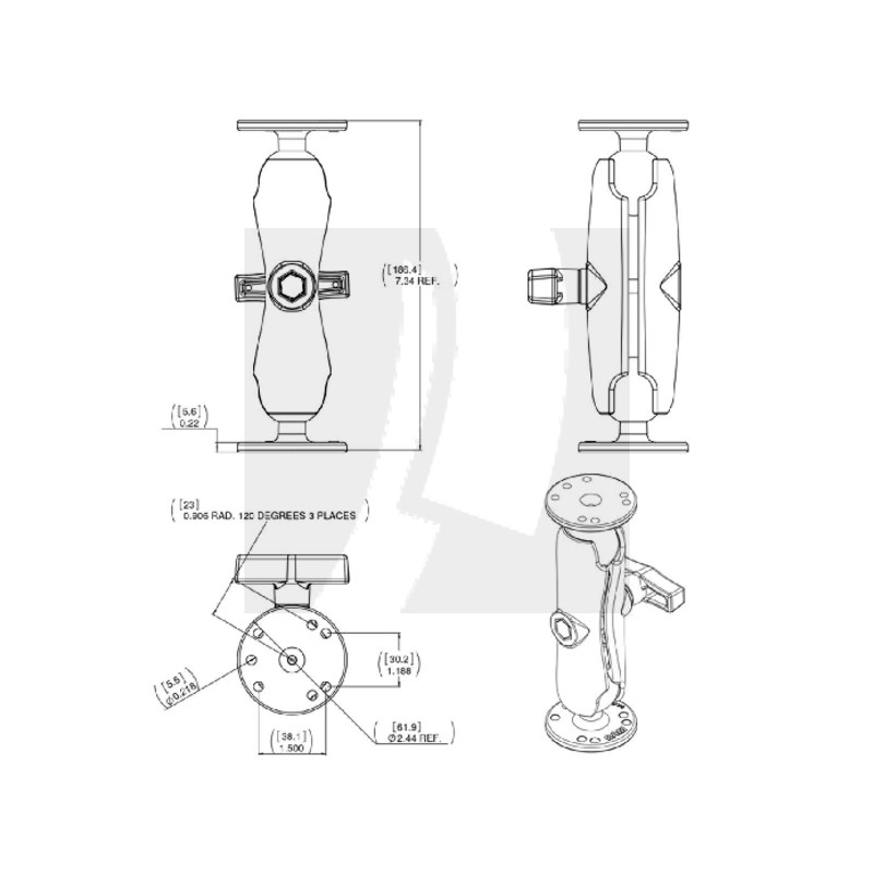 Basisset - 2x Round Base, 1x Socket Arm