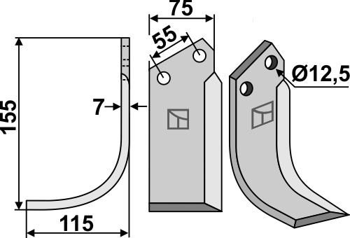 Fräsmesser 155x75mm, links, passend für Nardi