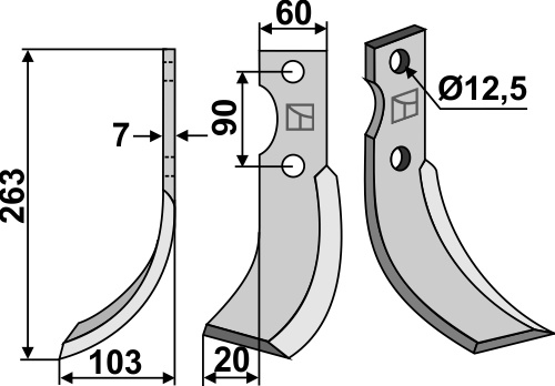 Fräsmesser 263x60mm, links, passend für Ferrari