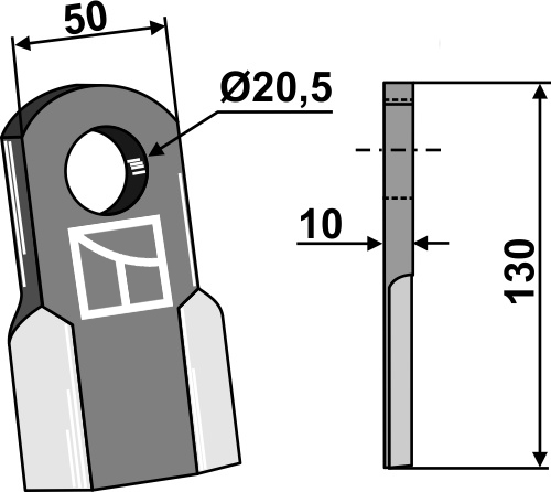 Gerades Messer 130x50 mm, passend für Nobili