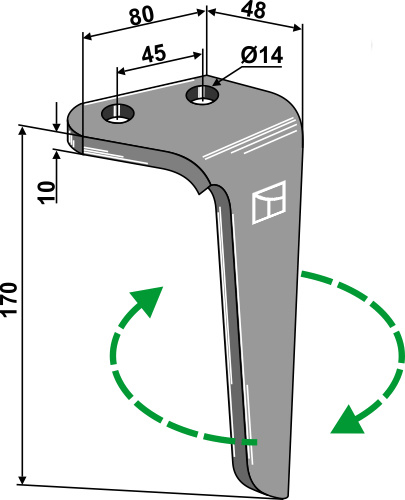 Kreiseleggenzinken, rechts 170 mm x 80 mm, passend für Rinieri
