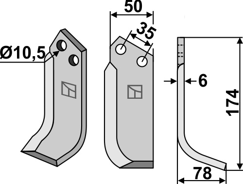 Fräsmesser 174x50mm, rechts, passend für NibbiDecimo, Sovema und mehr