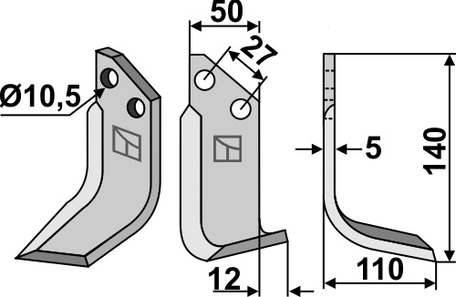 Fräsmesser 140x50mm, rechts, passend für Muratori