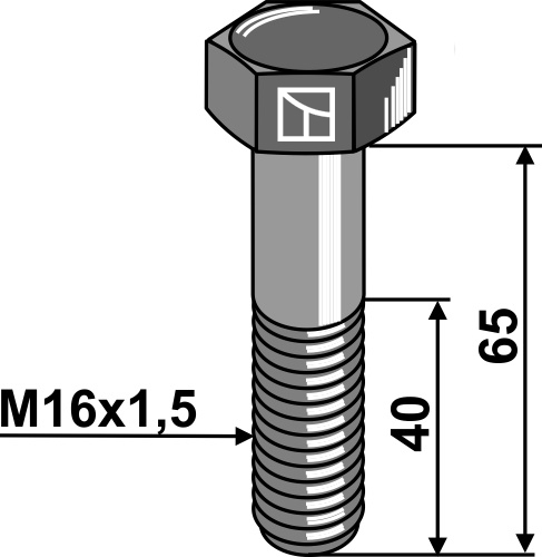 Sechskantschraube mit Feingewinde - M16x1,5X65 - 12.9, passend für Sauerburger und Rabe