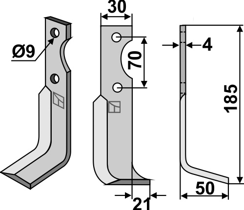 Fräsmesser 185x30mm, rechts, passend für Agria