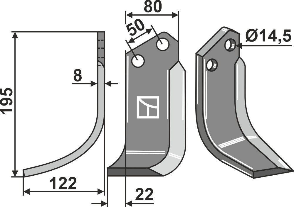 Fräsmesser 195x80mm, links, passend für Meritano