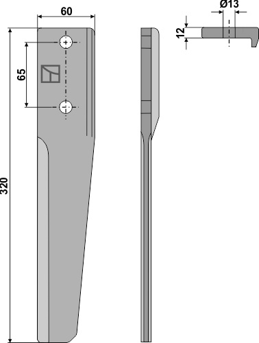 Kreiseleggenzinken rechts 320 mm x 60 mm, passend für Breviglieri und Schmotzer