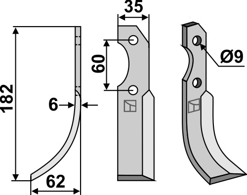 Fräsmesser 182x35mm, links, passend für Brumital-Agris