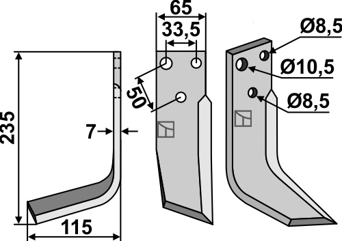 Fräsmesser 235x65mm, links, passend für Fahr