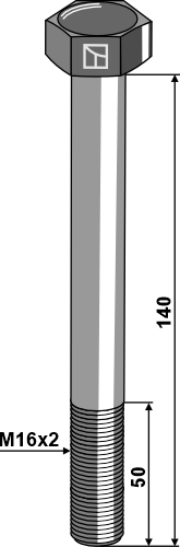 Sechskantschraube M16x2x140 ohne Mutter, passend für Mulag, Maschio und mehr