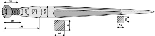 Zinken für Frontlader 1250 mm, passend für Baas-Trima, Alö und mehr