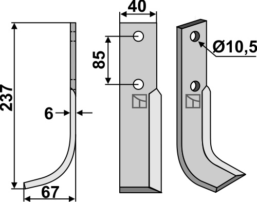 Fräsmesser 237x40mm, links, passend für M.A.B.Bocchini