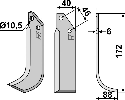 Fräsmesser 172x40mm, rechts, passend für Adriatica