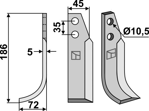Fräsmesser 186x45mm, links, passend für NibbiDecimo