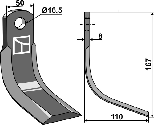 Fräsmesser 167x50mm, passend für Bobcat