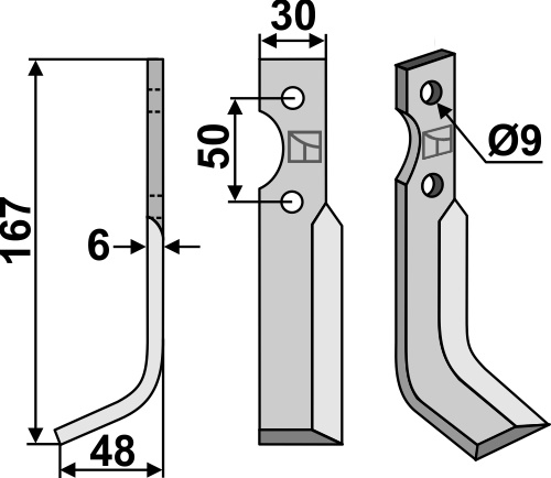 Fräsmesser 167x30mm, links, passend für M.E.A.A.T. und Mearelli